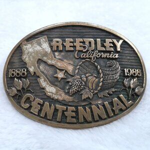 Vintage Brass Belt Buckle Reedley California Centennial 1988 Kiwanis Club ADM